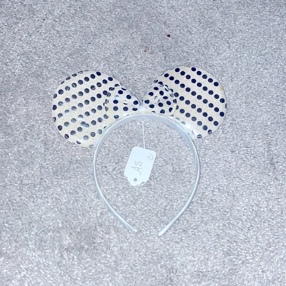 New foam silver dot mini ears headband child
